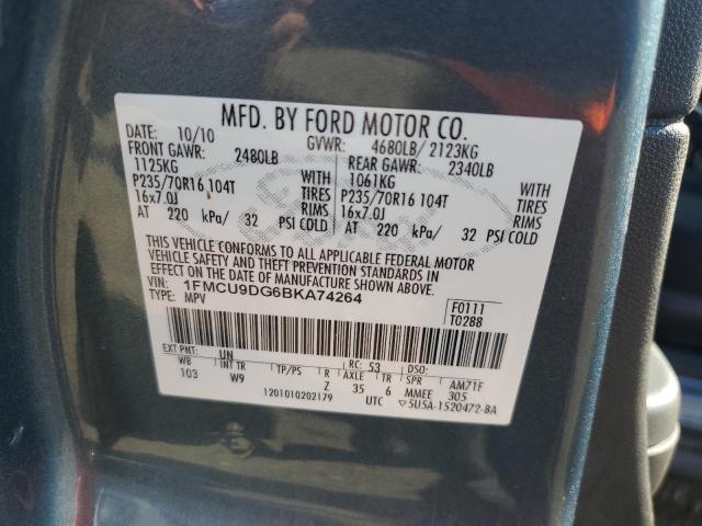 1FMCU9DG6BKA74264 - 2011 FORD ESCAPE XLT 灰色 照片 13
