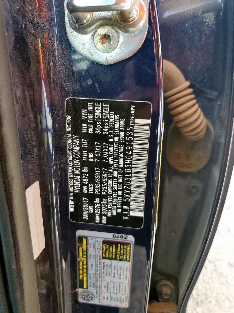 5XYZU3LB3HG491535 - 2017 HYUNDAI SANTA FE S BLUE photo 13