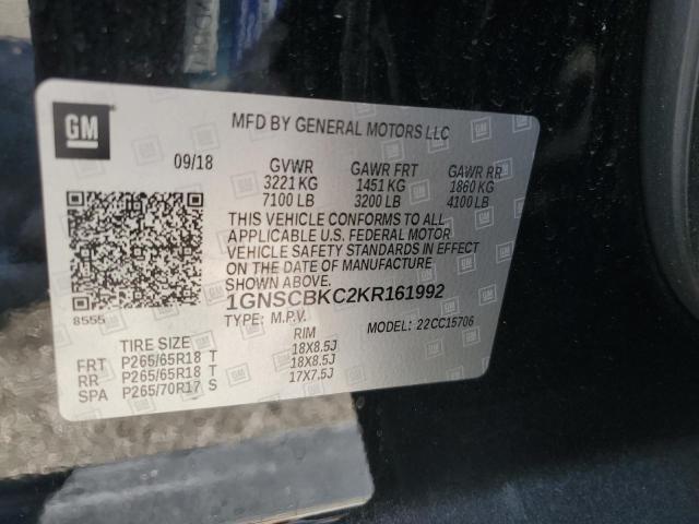 1GNSCBKC2KR161992 - 2019 CHEVROLET TAHOE C1500 LT 黑色 照片 14