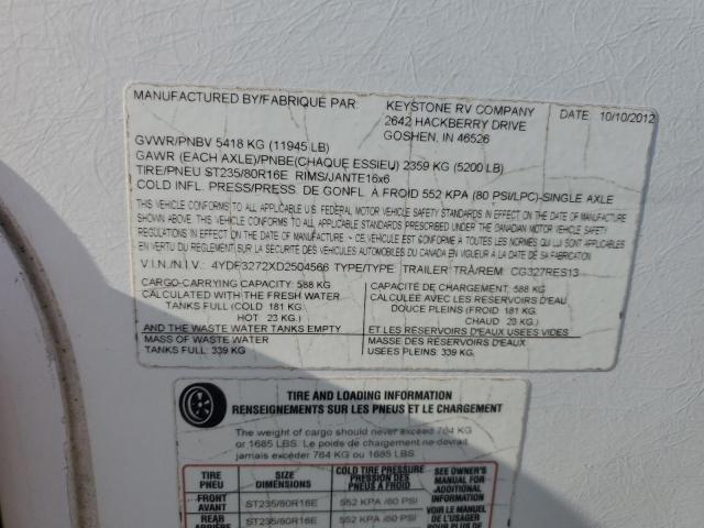 4YDF3272XD2504566 - 2013 KEYSTONE COUGAR ორფეროვანი ფოტო 10