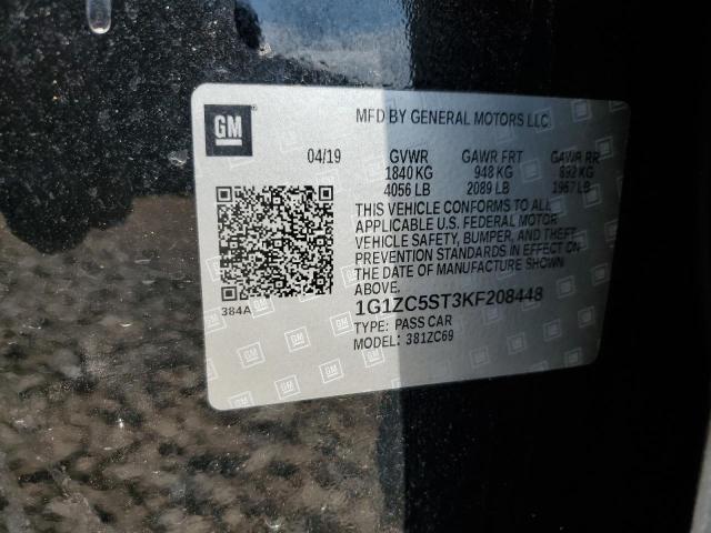 1G1ZC5ST3KF208448 - 2019 CHEVROLET MALIBU LS Czarny zdjęcie 13