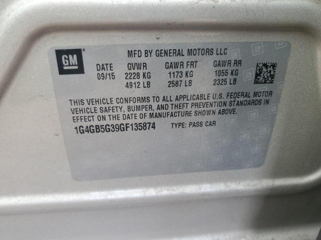1G4GB5G39GF135874 - 2016 BUICK LACROSSE BEIGE photo 12