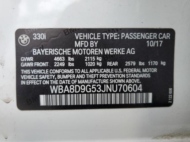 WBA8D9G53JNU70604 - 2018 BMW 330 XI WHITE photo 12