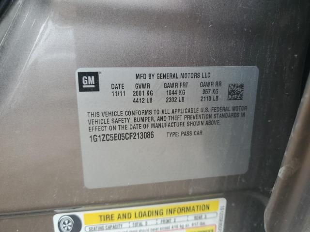 1G1ZC5E05CF213086 - 2012 CHEVROLET MALIBU 1LT رمادي صورة 12