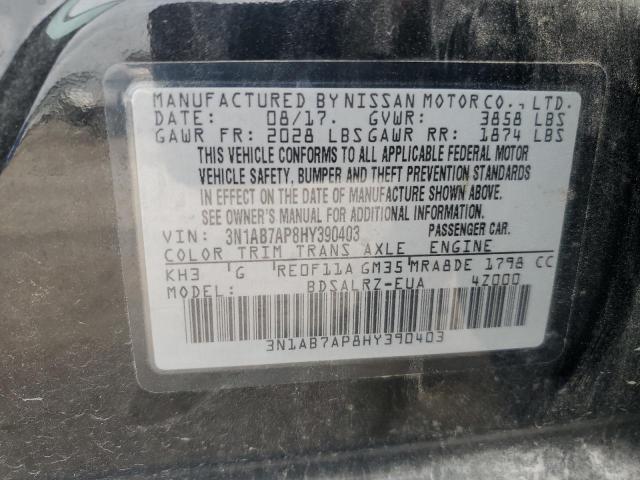 3N1AB7AP8HY390403 - 2017 NISSAN SENTRA S BLACK photo 12