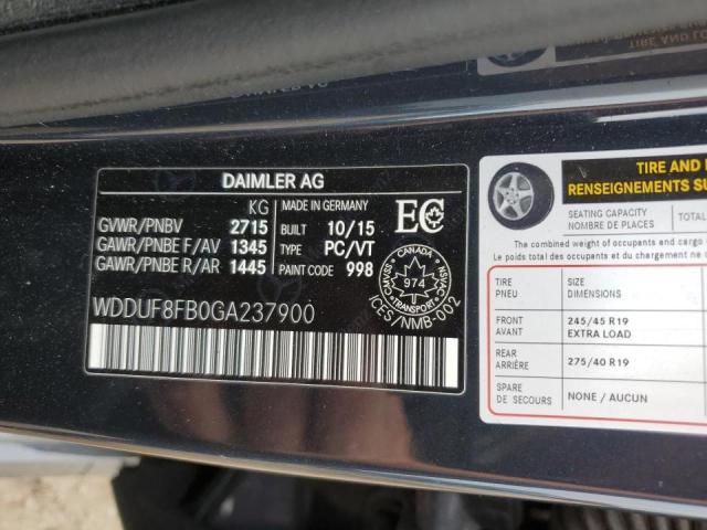 WDDUF8FB0GA237900 - 2016 MERCEDES-BENZ S 550 4MATIC BLACK photo 12