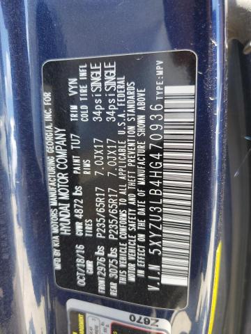 5XYZU3LB4HG470936 - 2017 HYUNDAI SANTA FE S 蓝色 照片 13