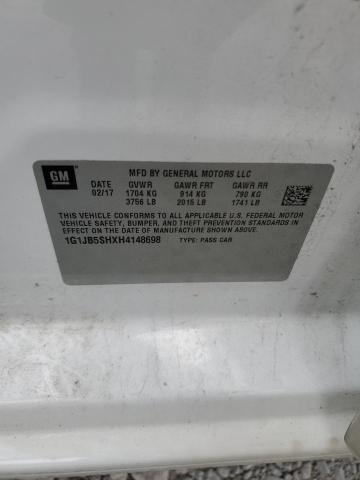 1G1JB5SHXH4148698 - 2017 CHEVROLET SONIC LS WHITE photo 12