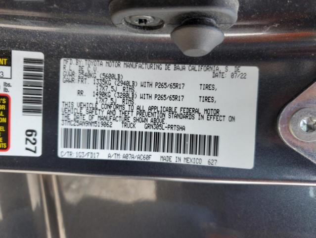 3TMCZ5AN9NM519062 - 2022 TOYOTA TACOMA DOUBLE CAB 灰色 照片 13