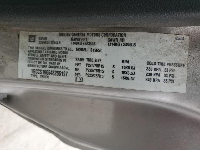 1GCCS196548206197 - 2004 CHEVROLET COLORADO SILVER photo 12