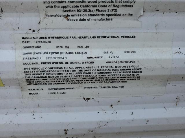 5SFPB2922ME466995 - 2021 HEARTLAND PROWLER Negro foto 10