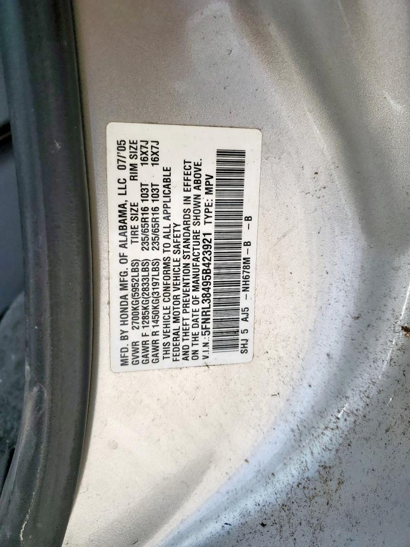 5FNRL38495B423921 - 2005 HONDA ODYSSEY EX SILVER photo 13