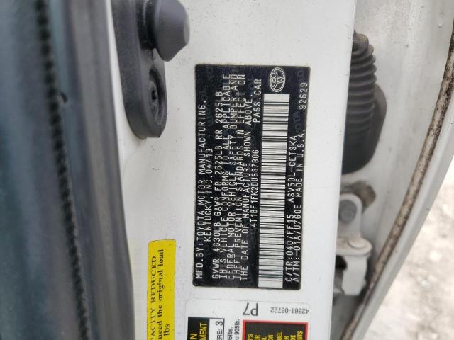 4T1BF1FK2DU687806 - 2013 TOYOTA CAMRY L WHITE photo 12