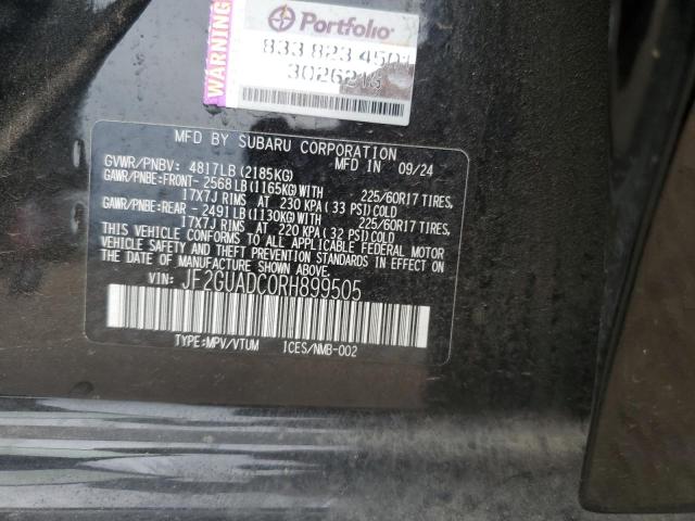 JF2GUADC0RH899505 - 2024 SUBARU CROSSTREK PREMIUM BLACK photo 12