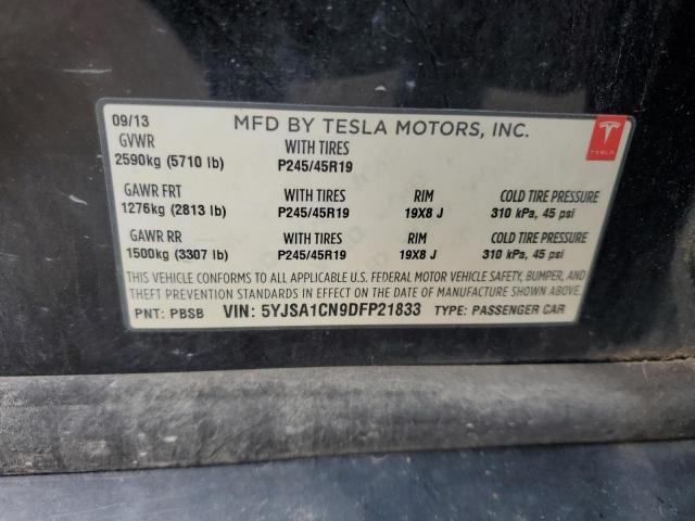 5YJSA1CN9DFP21833 - 2013 TESLA MODEL S 黑色 照片 12
