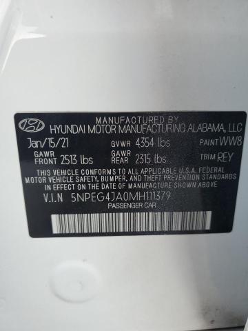 5NPEG4JA0MH111379 - 2021 HYUNDAI SONATA SE WHITE photo 12