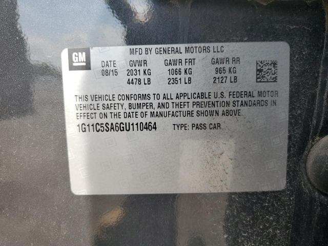 1G11C5SA6GU110464 - 2016 CHEVROLET MALIBU LIM LT 灰色 照片 12