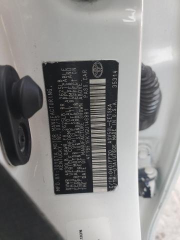 4T1BF1FK1GU146881 - 2016 TOYOTA CAMRY LE თეთრი ფოტო 12