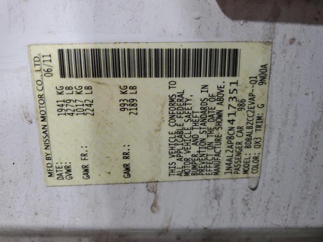 1N4AL2AP8CN417351 - 2012 NISSAN ALTIMA BASE თეთრი ფოტო 12