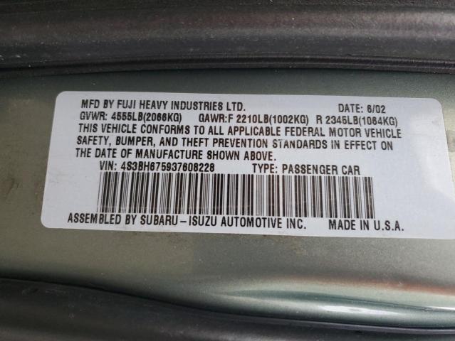4S3BH675937608228 - 2003 SUBARU LEGACY OUTBACK AWP أخضر صورة 12
