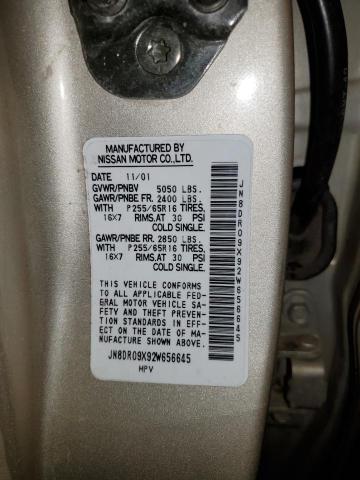 JN8DR09X92W656645 - 2002 NISSAN PATHFINDER LE 金色 照片 12