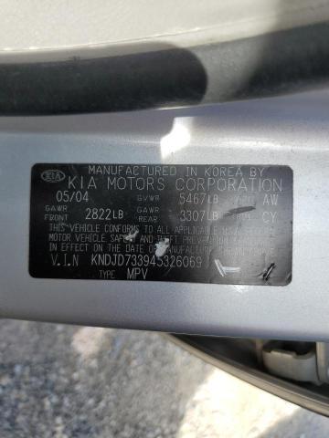 KNDJD733945326069 - 2004 KIA SORENTO EX SILVER photo 13