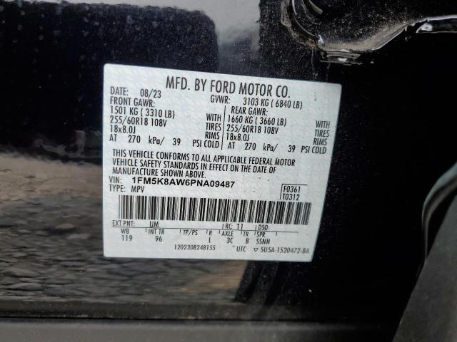 1FM5K8AW6PNA09487 - 2023 FORD EXPLORER POLICE INTERCEPTOR Սև լուսանկար 14