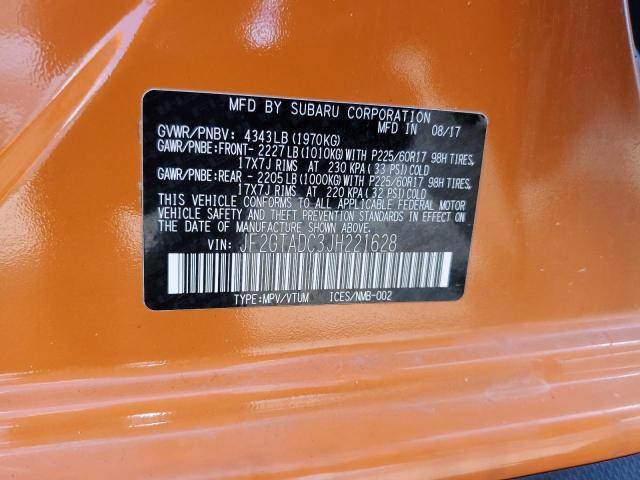 JF2GTADC3JH221628 - 2018 SUBARU CROSSTREK PREMIUM ORANGE photo 14