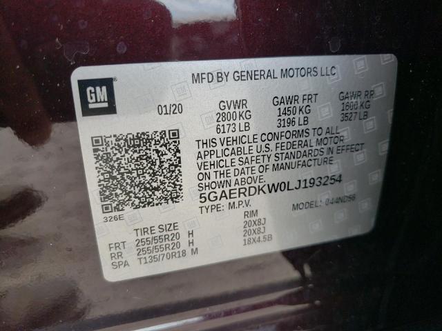 5GAERDKW0LJ193254 - 2020 BUICK ENCLAVE AVENIR 紫色 照片 13