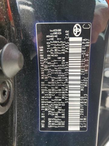 5YFEPMAE3MP159934 - 2021 TOYOTA COROLLA LE შავი ფოტო 12