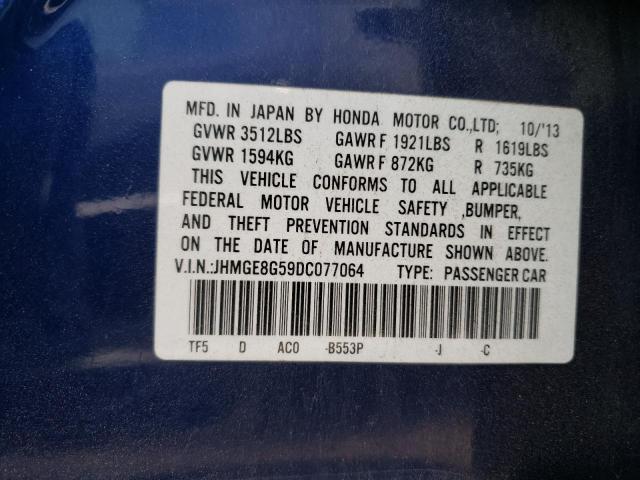 JHMGE8G59DC077064 - 2013 HONDA FIT SPORT BLUE photo 13