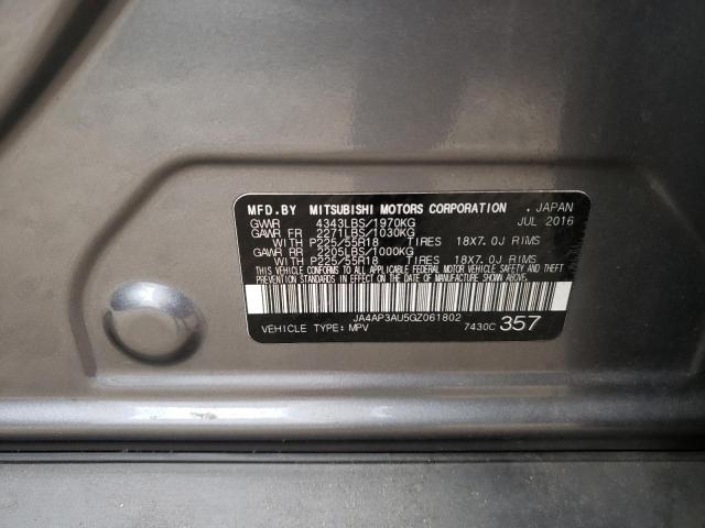 JA4AP3AU5GZ061802 - 2016 MITSUBISHI OUTLANDER ES GRAY photo 10