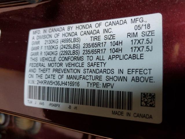 2HKRW5H36JH416916 - 2018 HONDA CR-V LX Bordeaux photo 14
