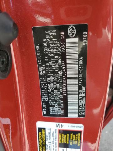 4T1BF3EKXAU549164 - 2010 TOYOTA CAMRY BASE RED photo 12