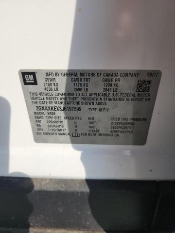 2GNAXKEX3J6197599 - 2018 CHEVROLET EQUINOX LT თეთრი ფოტო 14