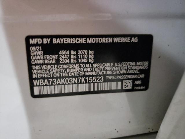 WBA73AK03N7K15523 - 2022 BMW 228XI WHITE photo 12