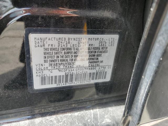 3N1AB7APXJY304742 - 2018 NISSAN SENTRA S 黑色 照片 12