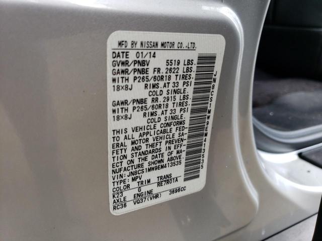 JN8CS1MW9EM413535 - 2014 INFINITI QX70 SILVER photo 13