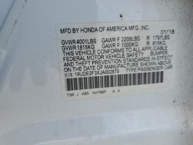 19UDE2F3XJA002870 - 2018 ACURA ILX BASE WATCH PLUS WHITE photo 12