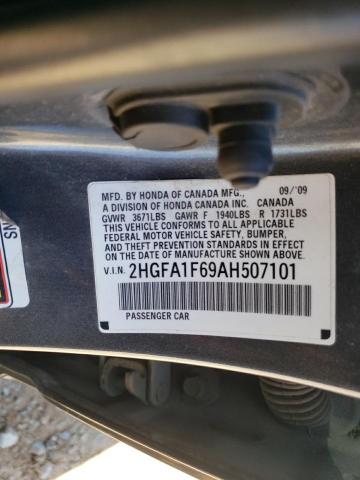 2HGFA1F69AH507101 - 2010 HONDA CIVIC LX-S رمادي صورة 12