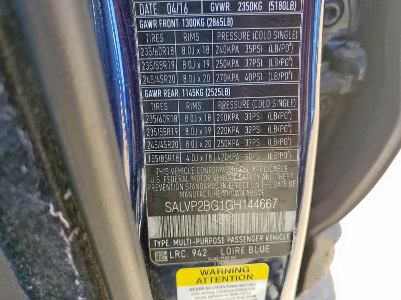 SALVP2BG1GH144667 - 2016 LAND ROVER RANGE ROVE SE BLUE photo 13