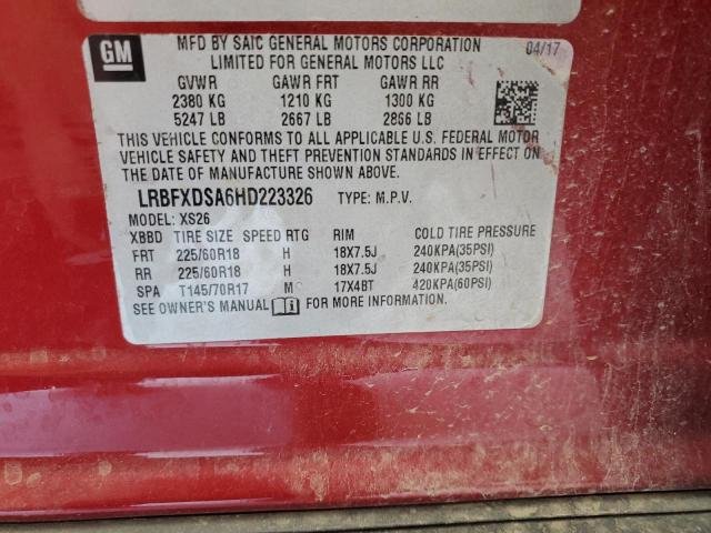 LRBFXDSA6HD223326 - 2017 BUICK ENVISION ESSENCE برغندي صورة 13