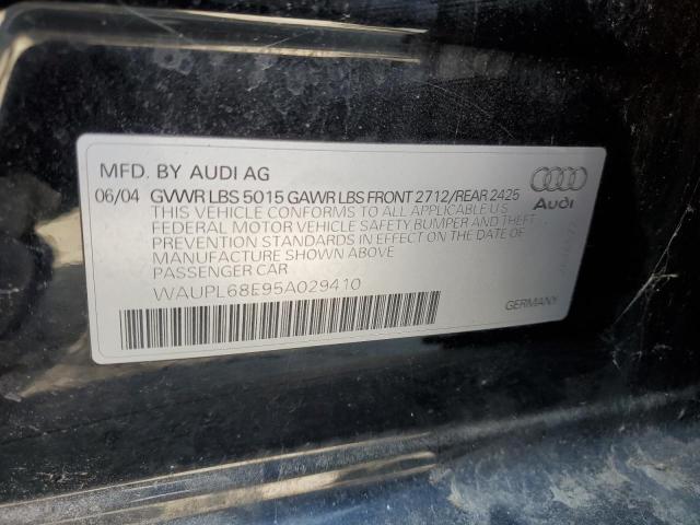 WAUPL68E95A029410 - 2005 AUDI S4 BLACK photo 13