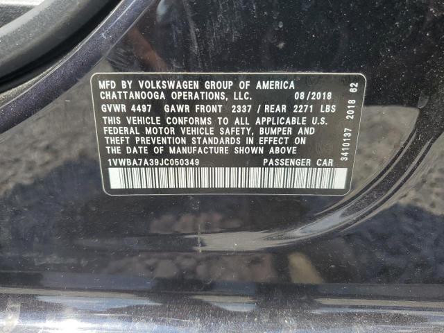 1VWBA7A39JC050349 - 2018 VOLKSWAGEN PASSAT SE BLACK photo 12