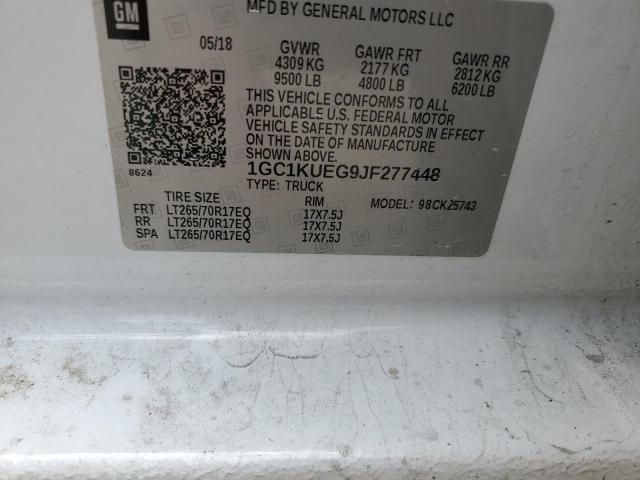 1GC1KUEG9JF277448 - 2018 CHEVROLET SILVERADO K2500 HEAVY DUTY WHITE photo 12