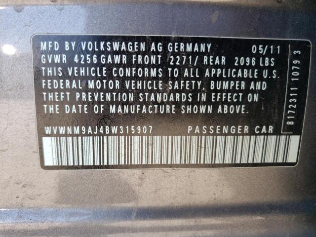 WVWNM9AJ4BW315907 - 2011 VOLKSWAGEN GOLF GRAY photo 13