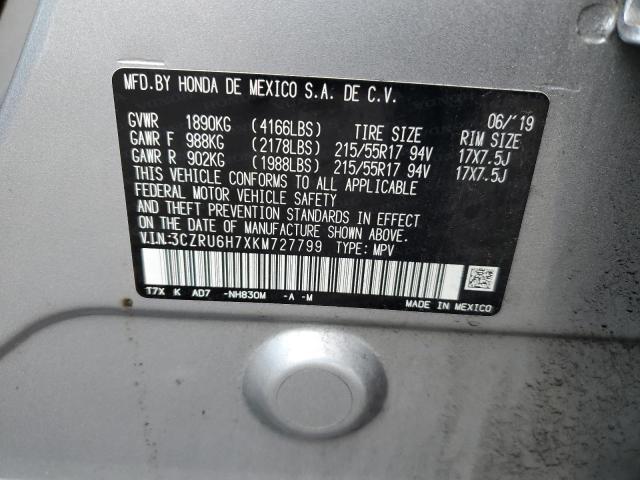 3CZRU6H7XKM727799 - 2019 HONDA HR-V EXL GRAY photo 13