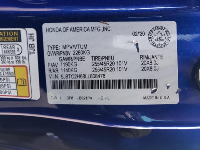 5J8TC2H68LL808478 - 2020 ACURA RDX A-SPEC BLUE photo 13