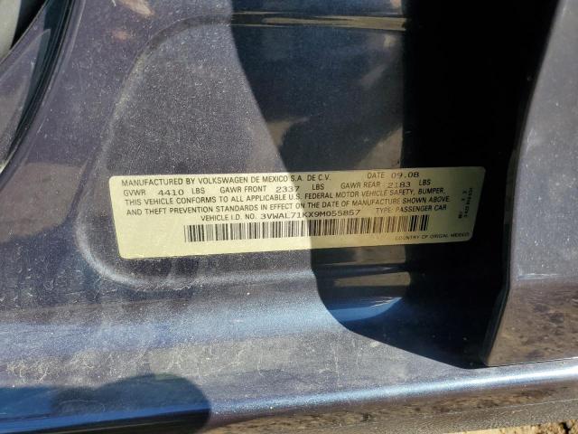 3VWAL71KX9M055857 - 2009 VOLKSWAGEN JETTA TDI 蓝色 照片 12