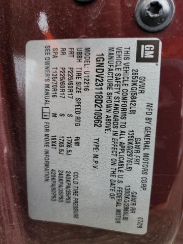 1GNDV23118D210962 - 2008 CHEVROLET UPLANDER LS BURGUNDY photo 13